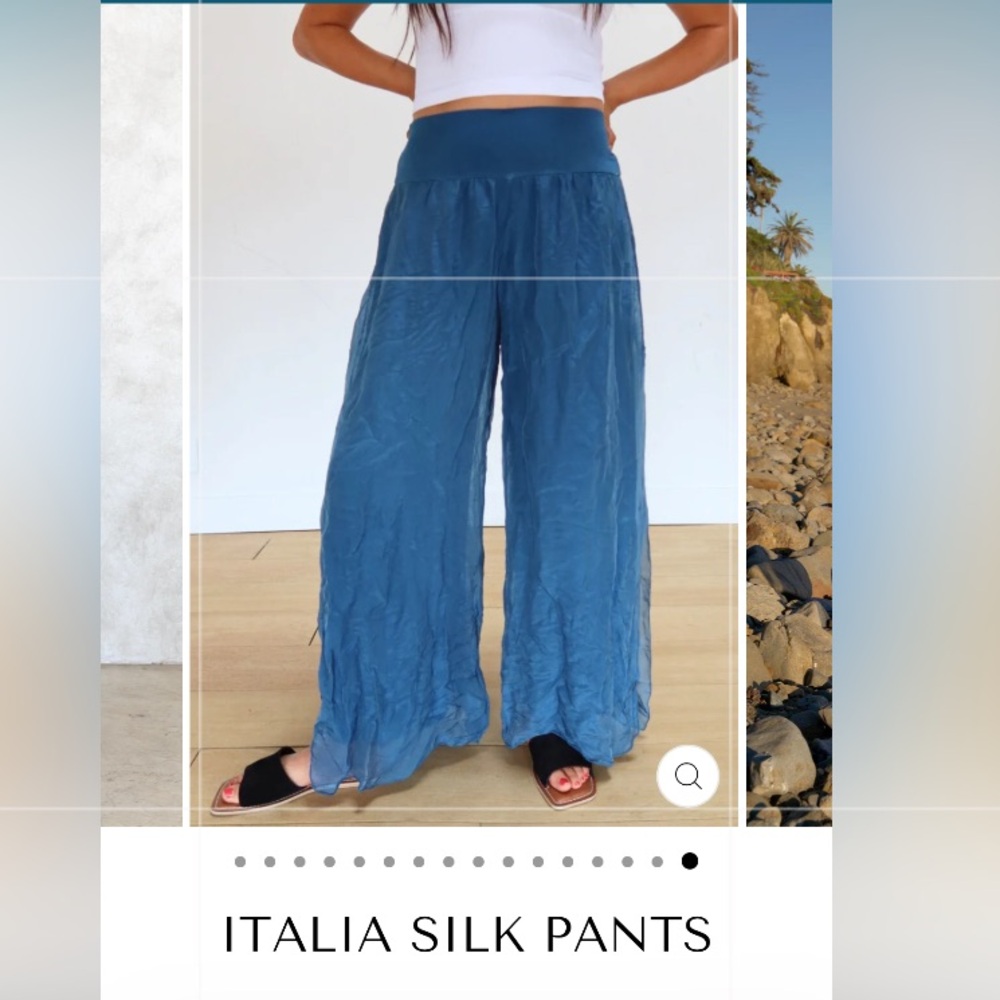 Teal MEO MELI Italy NEW! Overlay Wide Leg Harem Pants O/S